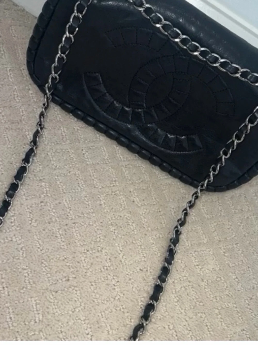 CHANEL Calfskin On the Bund Medium Flap Black